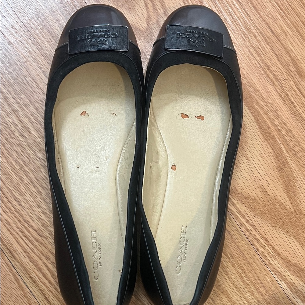 Coach Black and Silver Leather Flats - Picture 9 of 13